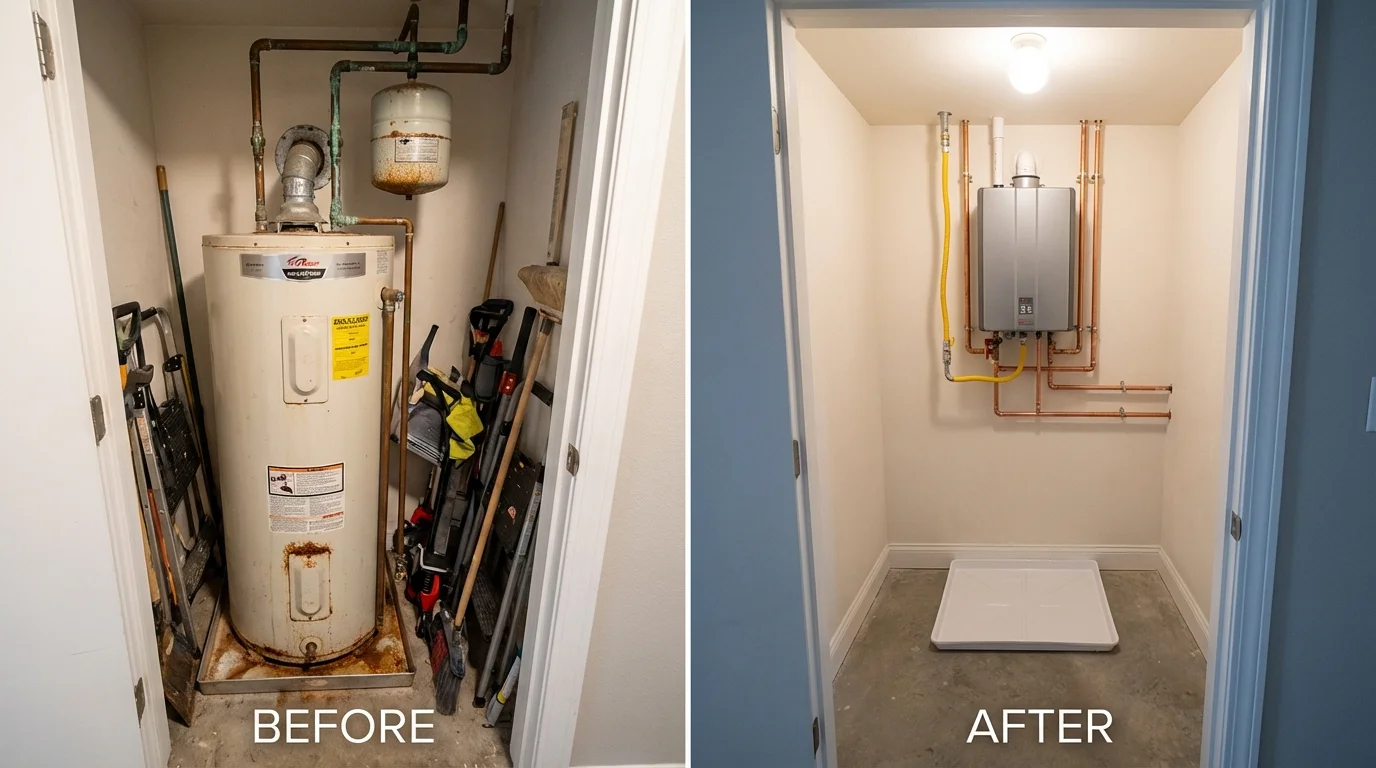 Tank water heater versus wall-mounted tankless unit comparison for Martin, TN homeowners